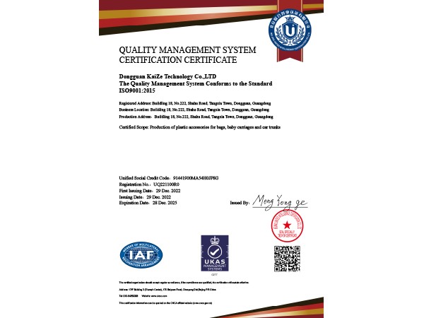 ISO 9001:2015 Standard Quality Management System Certification (English Certificate)