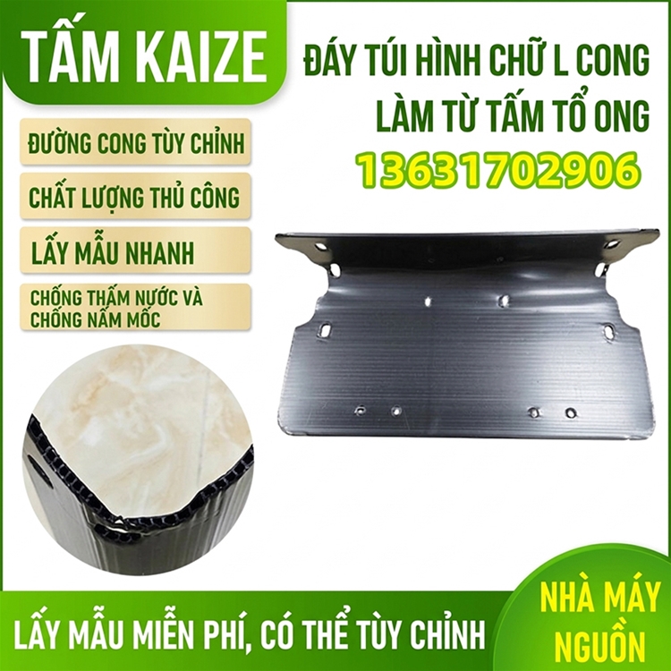 Tấm ván tổ ong uốn cong hình chữ L dùng để gia cố đáy vali.
