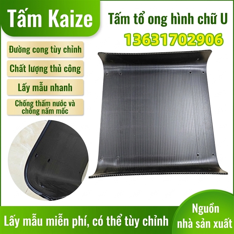 Tấm ván dạng tổ ong với các đường uốn hình chữ U được sử dụng cho khay đáy của vali và được trang bị bánh xe.
