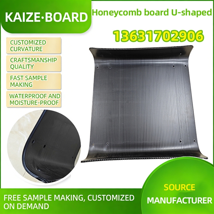 Honeycomb board with U-shaped bends is used for bottom trays of luggage and equipped with casters.