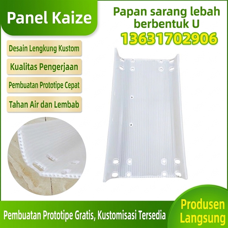 Bagian bawah koper/tas perjalanan berbentuk U dari papan sarang lebah
